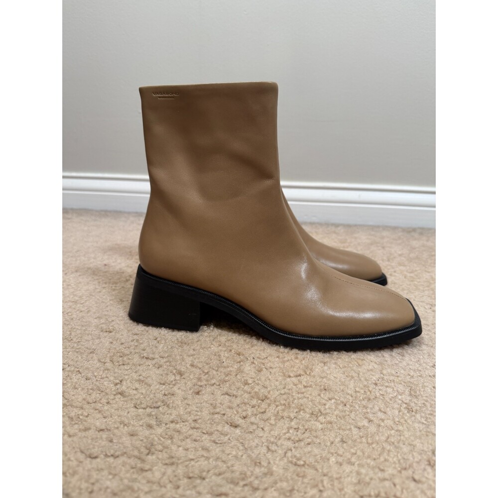 Vagabond Blanca Ankle Boots Size 38 Tan Brown Leather Minimal Neutral Square Toe